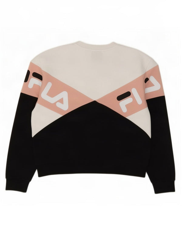 Fila Womens Graphic Sweatshirt Jumper UK 14 Large Multicoloured Colourblock