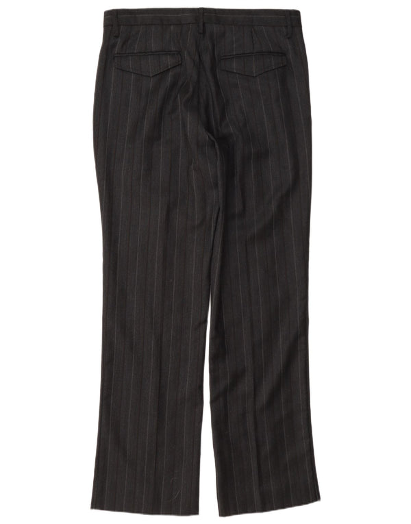 Sisley Womens Straight Suit Trousers IT 48 XL W36 L31 Black Pinstripe Wool