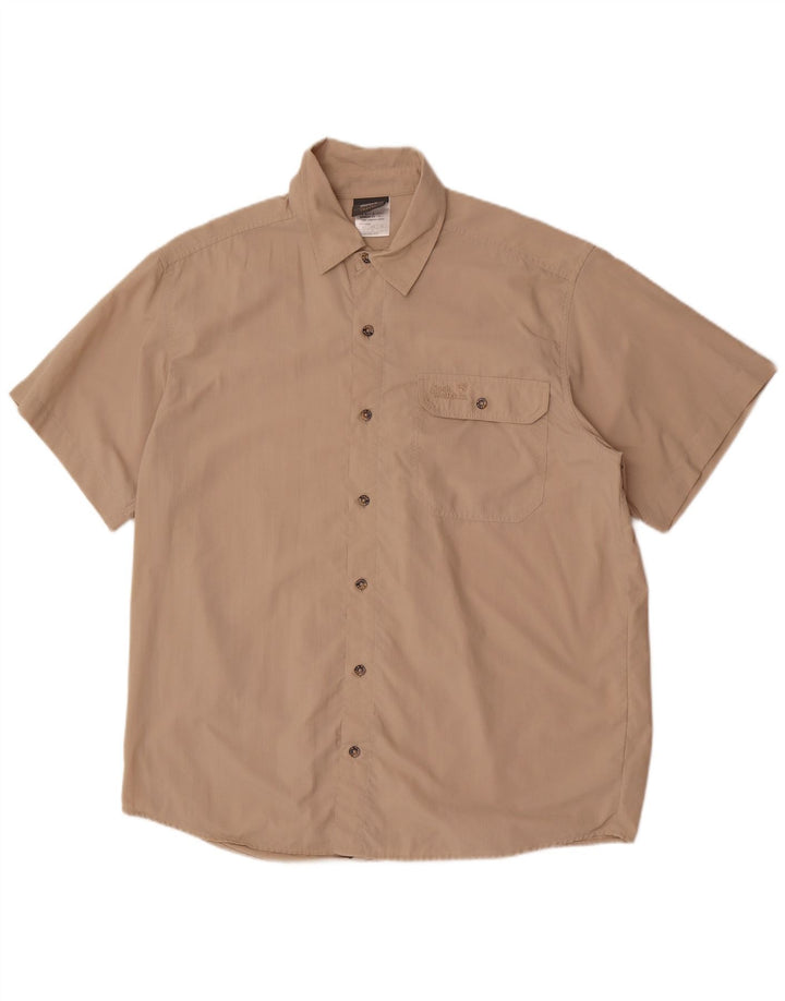 Jack Wolfskin Mens Short Sleeve Shirt Large Beige Polyamide