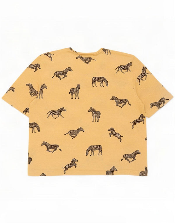 Rabe Womens Graphic T-Shirt Top EU 42 Large Yellow Animal Print