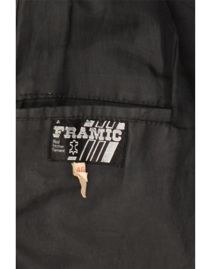 Vintage Mens Leather Jacket IT 46 Small Black Leather