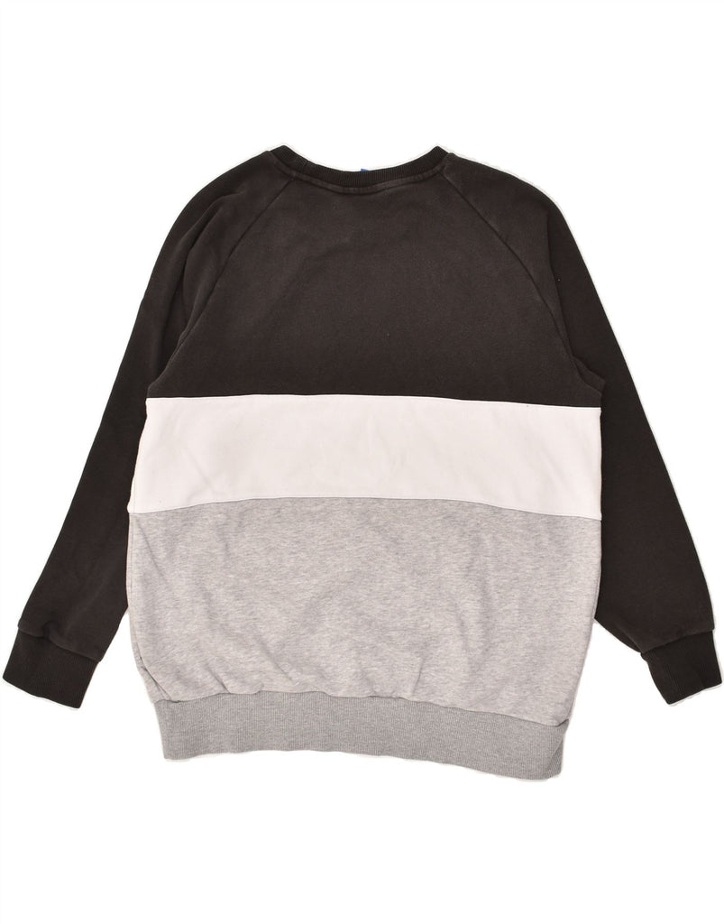 ADIDAS Mens Graphic Sweatshirt Jumper UK 14 Large  Grey Colourblock Cotton | Vintage Adidas | Thrift | Second-Hand Adidas | Used Clothing | Messina Hembry 
