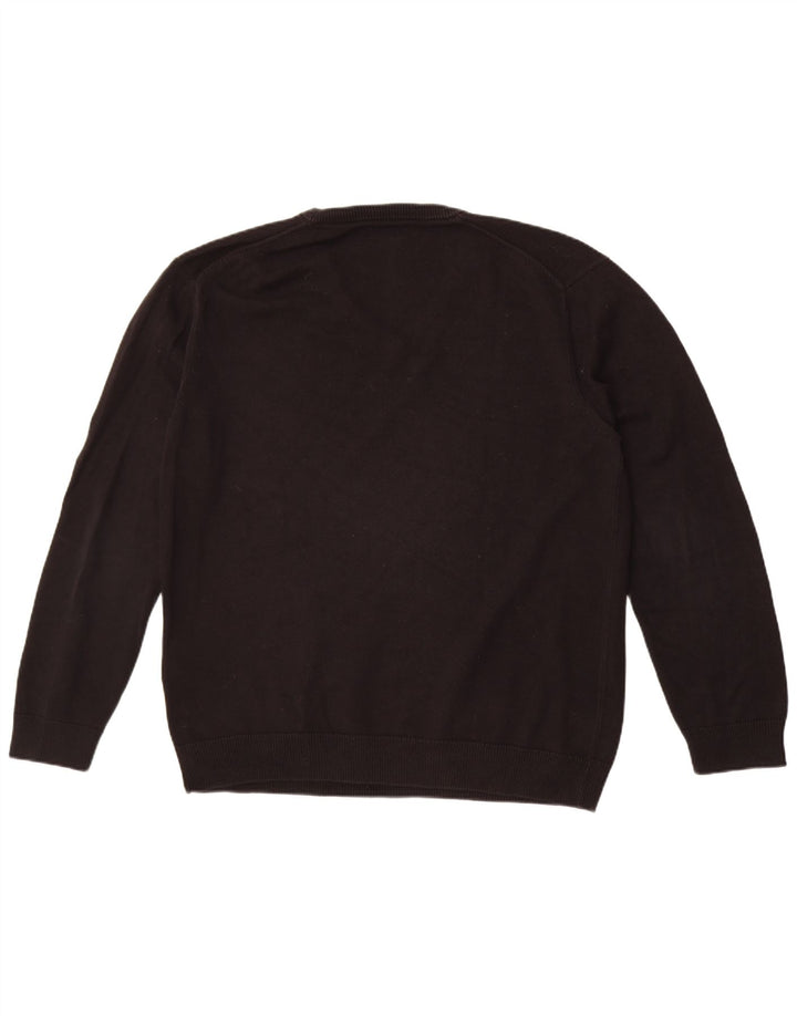 Gant Mens V-Neck Jumper Sweater XL Black Cotton