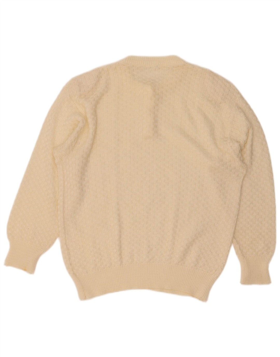 Vintage Womens Button Neck Jumper Sweater UK 16 Large Off White