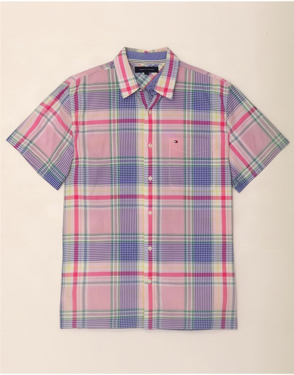 Tommy Hilfiger Mens Short Sleeve Shirt Large Multicoloured Check Cotton