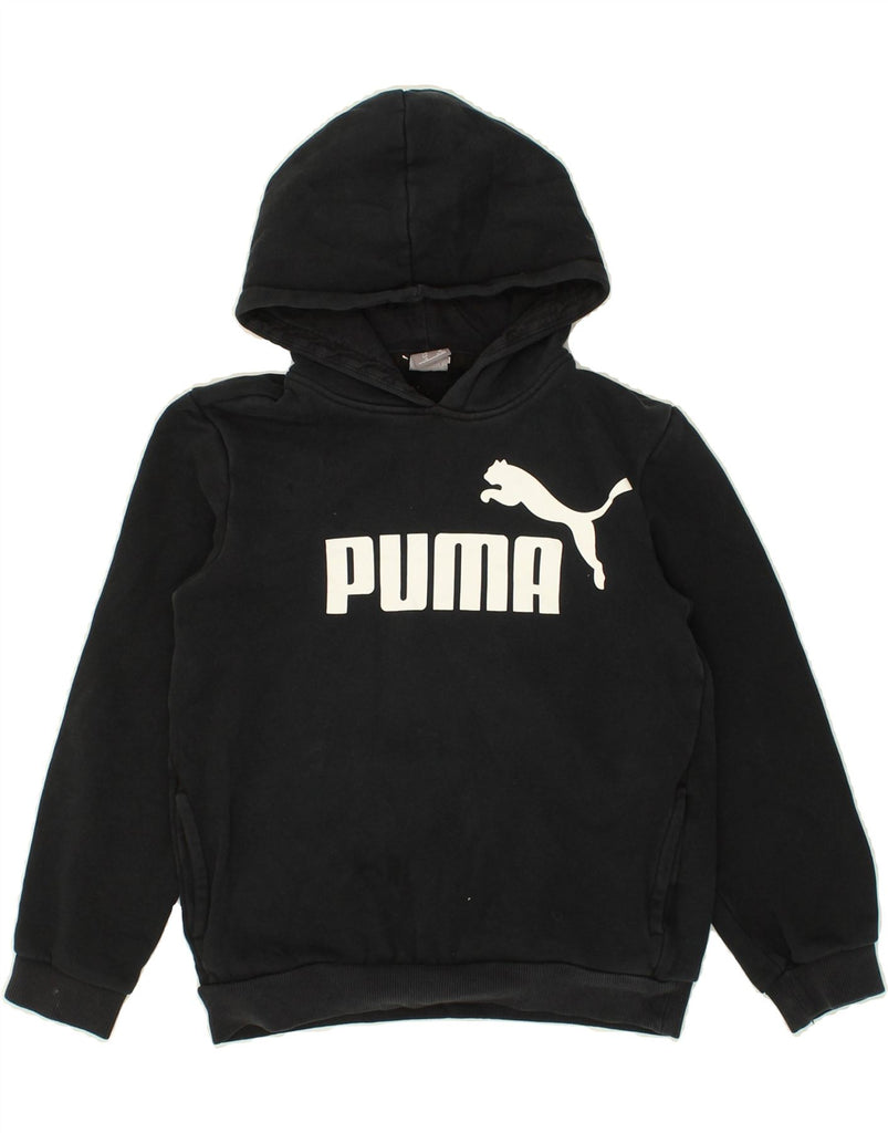 PUMA Boys Graphic Hoodie Jumper 11-12 Years Black Cotton | Vintage Puma | Thrift | Second-Hand Puma | Used Clothing | Messina Hembry 