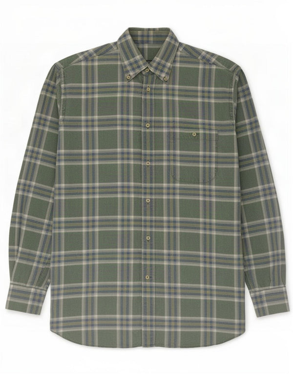 Amerigo Vespucci Mens Flannel Shirt Size 41 Large Green Plaid Classic