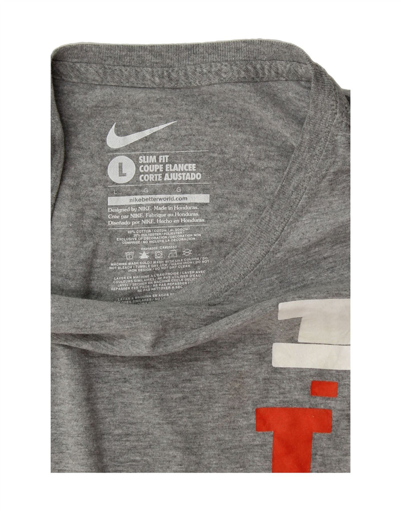 NIKE Womens Slim Fit Graphic T-Shirt Top UK 14 Large Grey Cotton Vintage Nike and Second-Hand Nike from Messina Hembry 