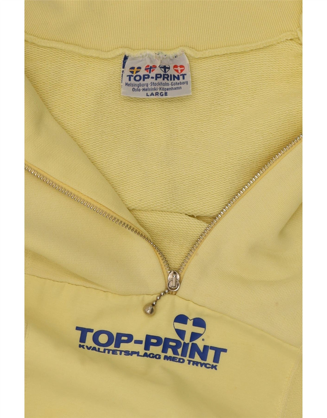 VINTAGE Womens Oversized Sweatshirt Jumper UK 16 Large Yellow Cotton Vintage Vintage and Second-Hand Vintage from Messina Hembry 