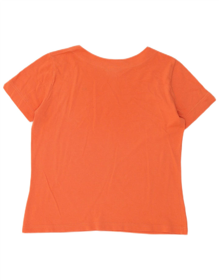 Lacoste Womens T-Shirt Top Size 46 XL Orange Cotton