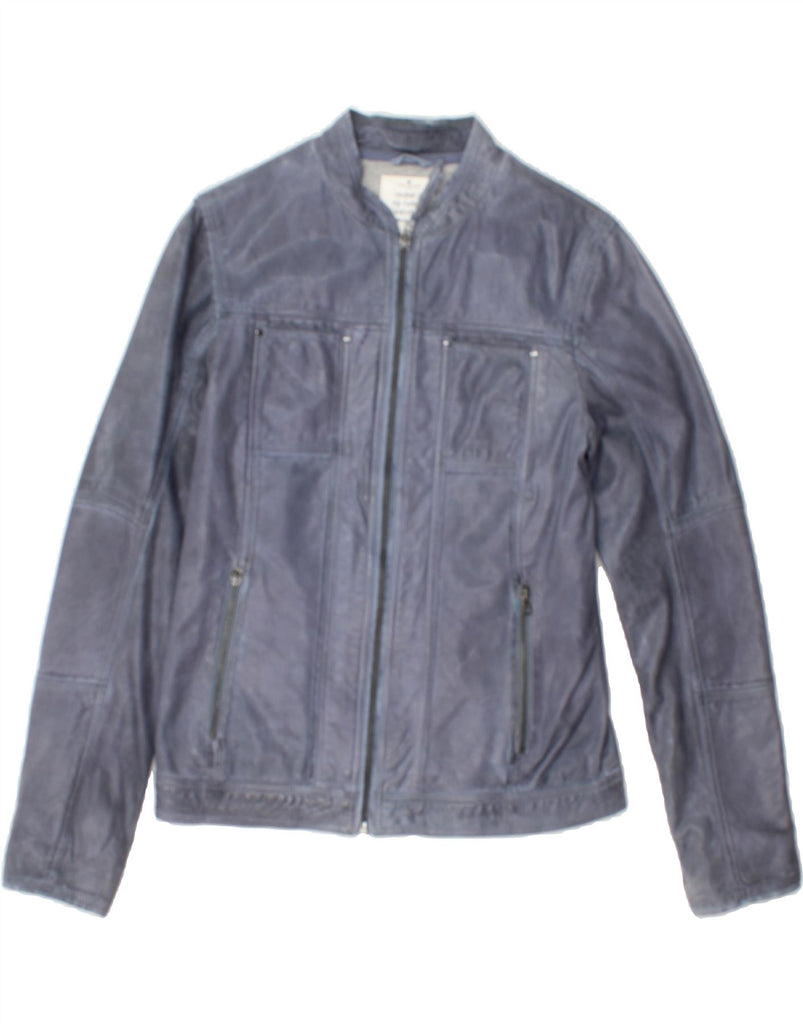 TOM TAILOR Womens Leather Jacket UK 14 Large Blue Leather Vintage Tom Tailor and Second-Hand Tom Tailor from Messina Hembry 