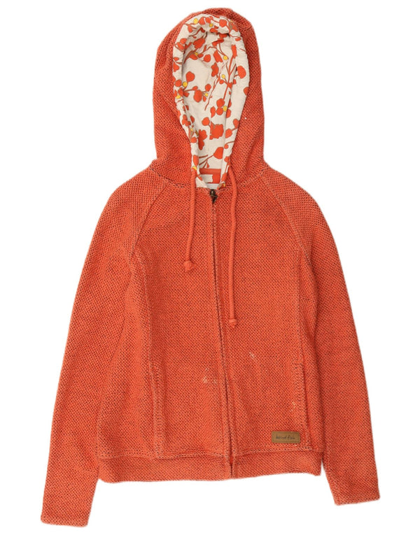 Weird Fish Womens Zip Hoodie Sweater UK 8 Small Orange Cotton