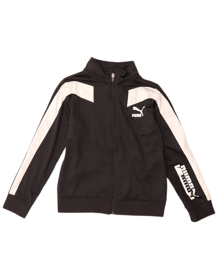 Puma Boys Graphic Tracksuit Top Jacket 10-11 Years Medium Black Colourblock