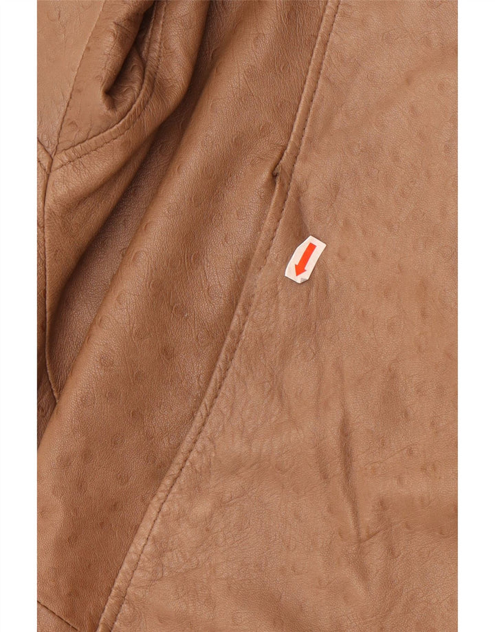 Vintage Womens Oversized Leather Coat EU 40 Medium Beige Leather