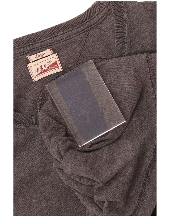TOMMY HILFIGER Mens T-Shirt Top Large Grey Cotton