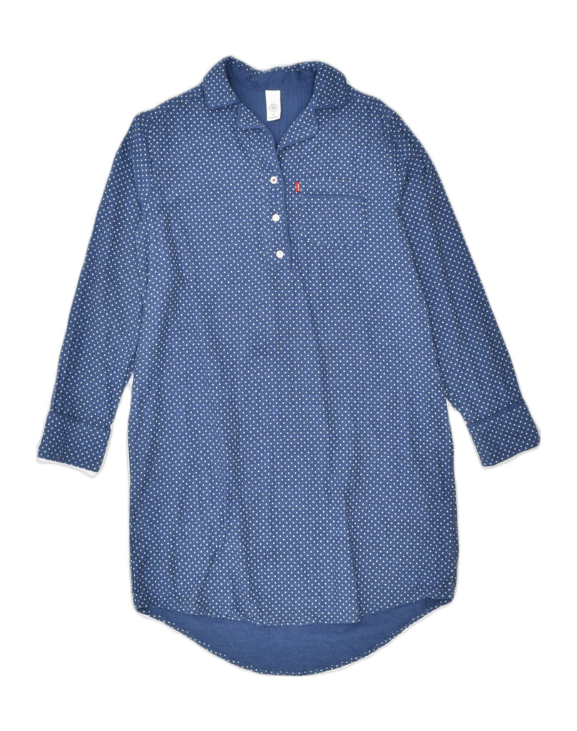 LEVI'S Womens Shirt Dress UK 6 XS Blue Polka Dot Cotton Classic | Vintage | Thrift | Second-Hand | Used Clothing | Messina Hembry 