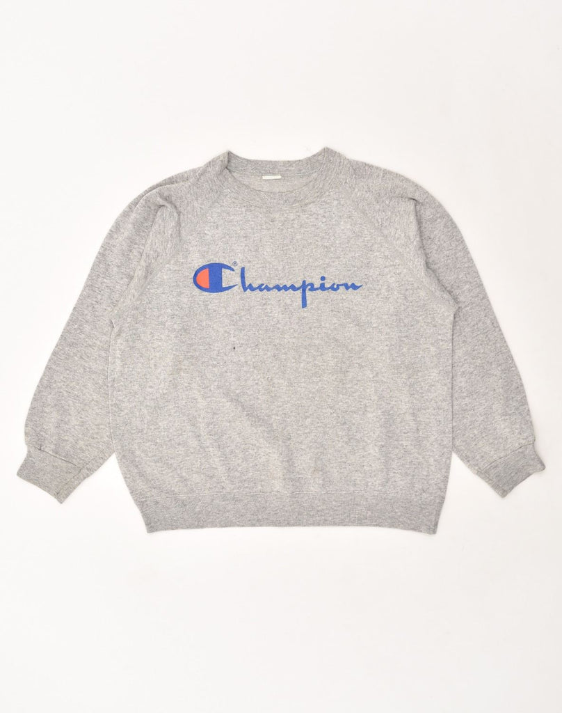 CHAMPION Mens Graphic Sweatshirt Jumper Large Grey Cotton | Vintage Champion | Thrift | Second-Hand Champion | Used Clothing | Messina Hembry 