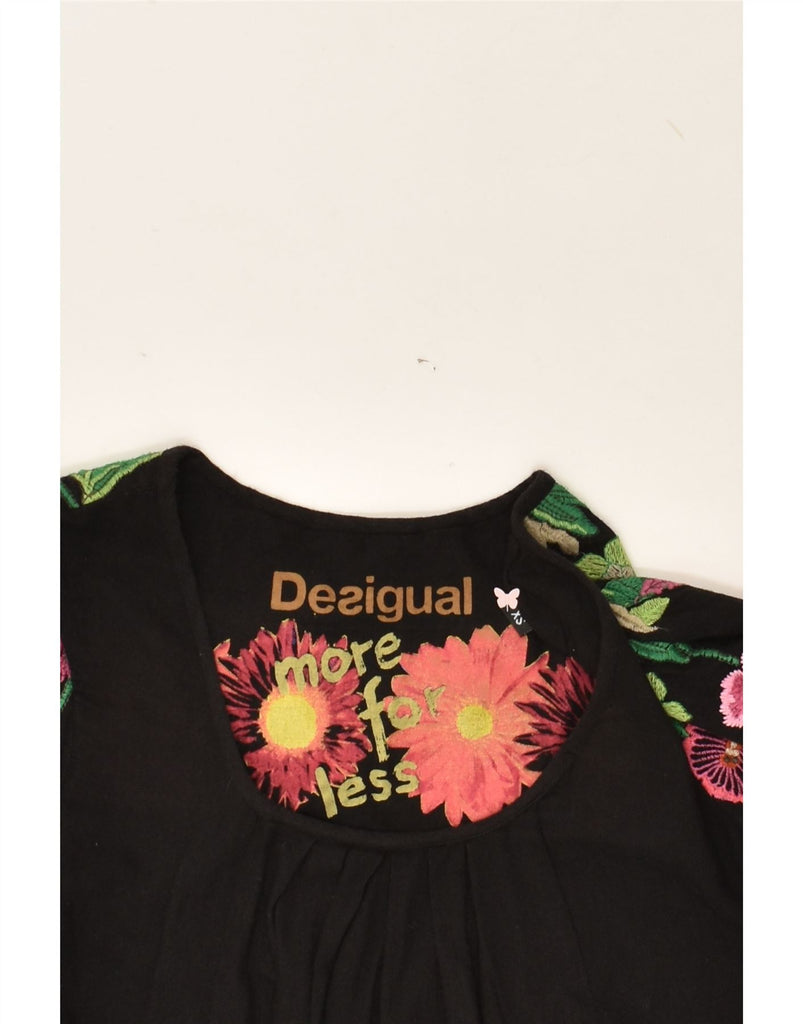 DESIGUAL Womens Graphic Tunic Top UK 6 XS Black Floral | Vintage Desigual | Thrift | Second-Hand Desigual | Used Clothing | Messina Hembry 