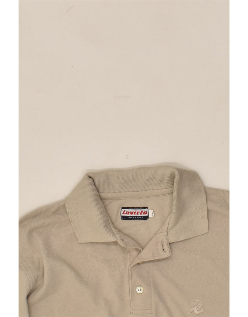 INVICTA Mens Long Sleeve Polo Shirt Small Beige Cotton | Vintage Invicta | Thrift | Second-Hand Invicta | Used Clothing | Messina Hembry 