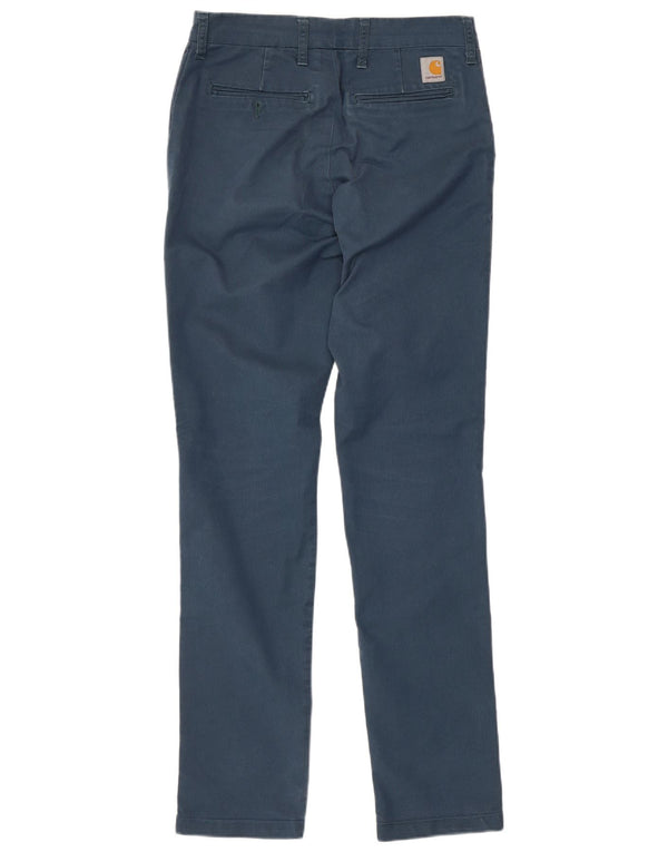 Carhartt Mens Slim Chino Trousers W33 L34 Navy Blue Polyester