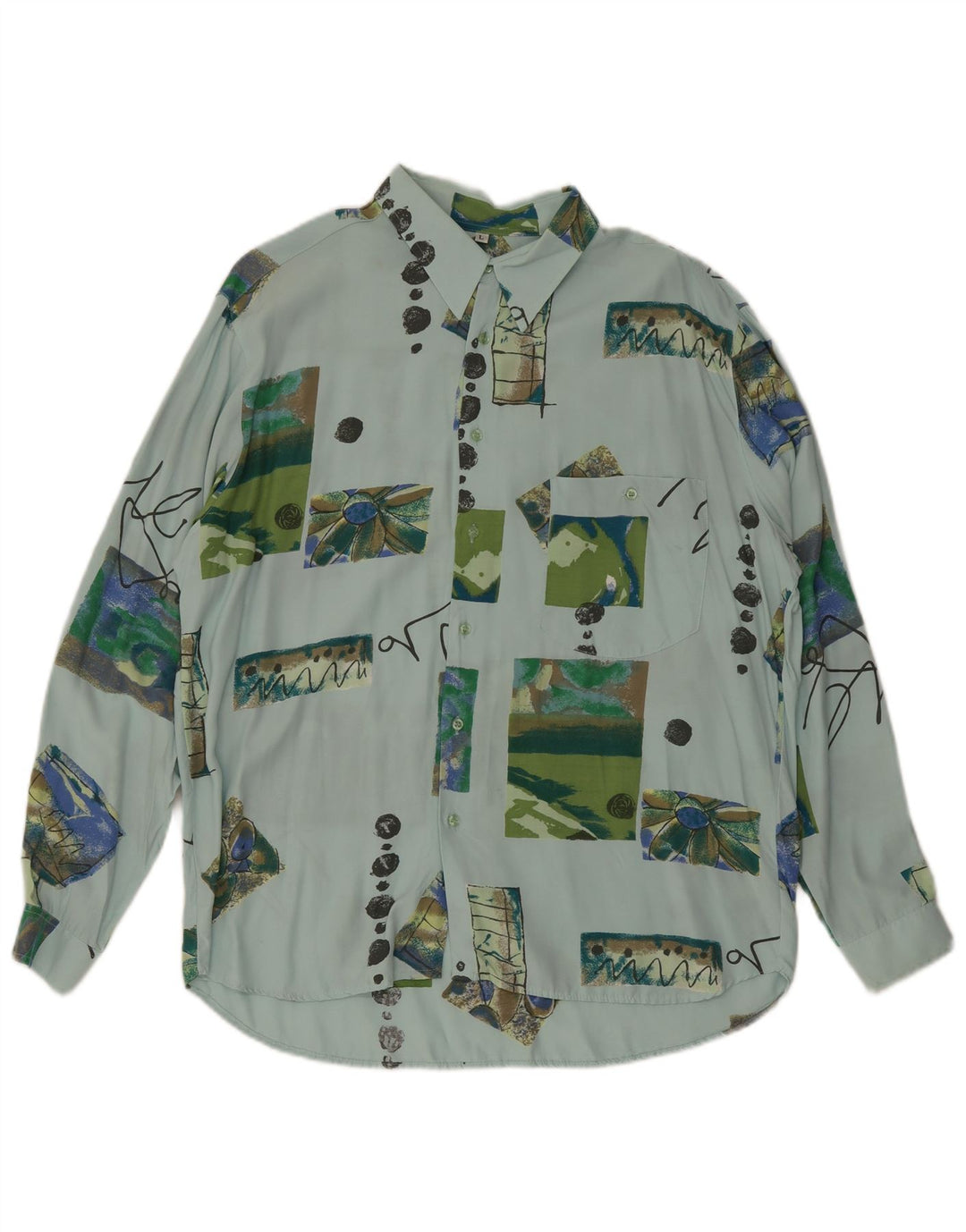 Nazzareno G. Mens Shirt Large Blue Patchwork