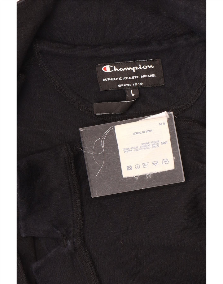 Champion Womens Tracksuit Top Jacket UK 16 Large Black Cotton