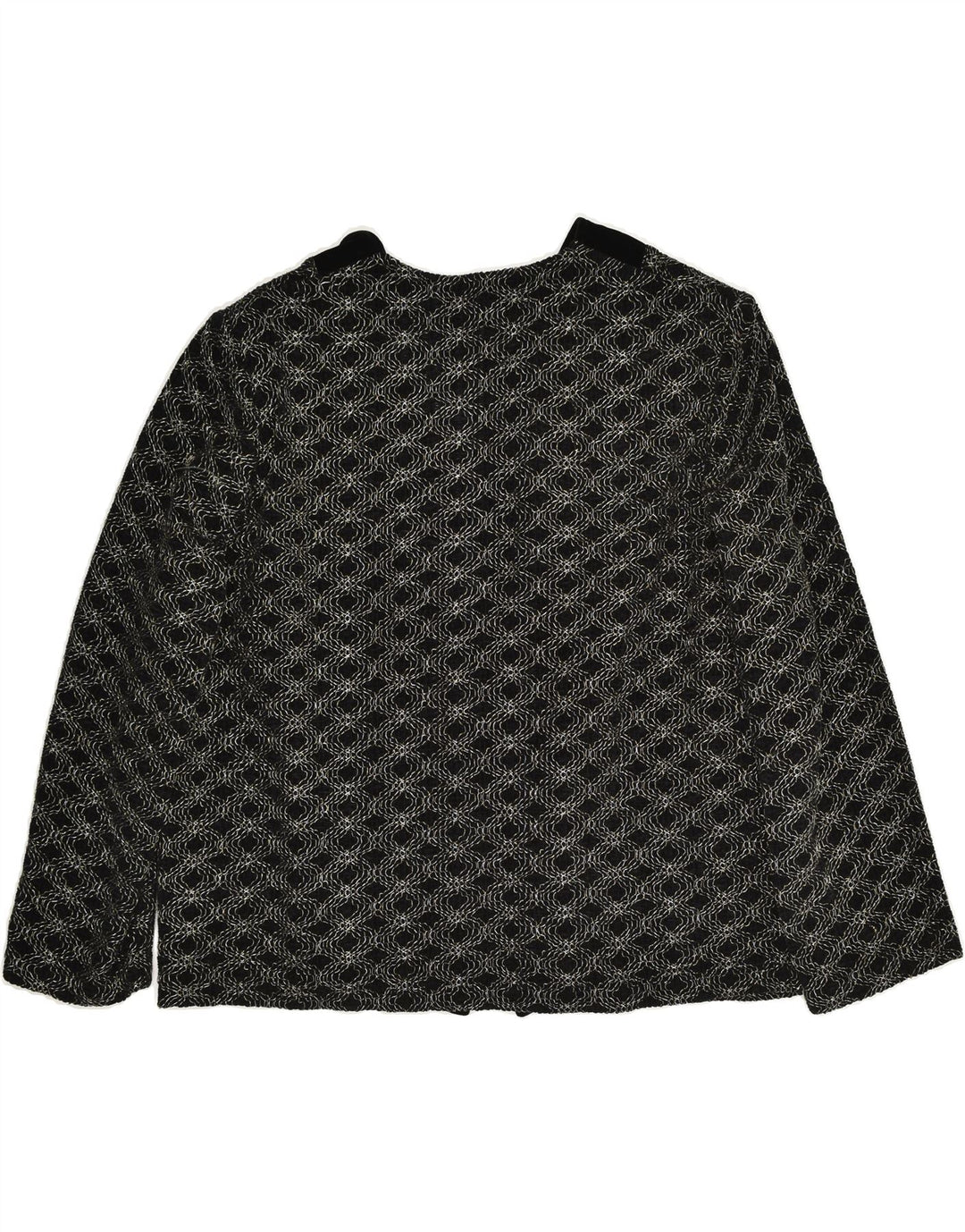 VINTAGE Womens Abstract Pattern Blazer Jacket US 8 Medium Black Acrylic | Vintage Vintage | Thrift | Second-Hand Vintage | Used Clothing | Messina Hembry 