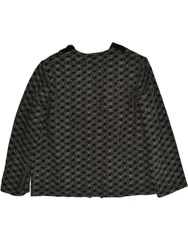 VINTAGE Womens Abstract Pattern Blazer Jacket US 8 Medium Black Acrylic | Vintage Vintage | Thrift | Second-Hand Vintage | Used Clothing | Messina Hembry 