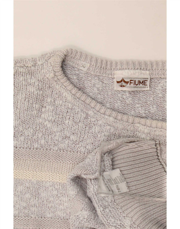 Fiume Mens Loose Fit Crew Neck Jumper Sweater IT 50 Medium Grey Flecked