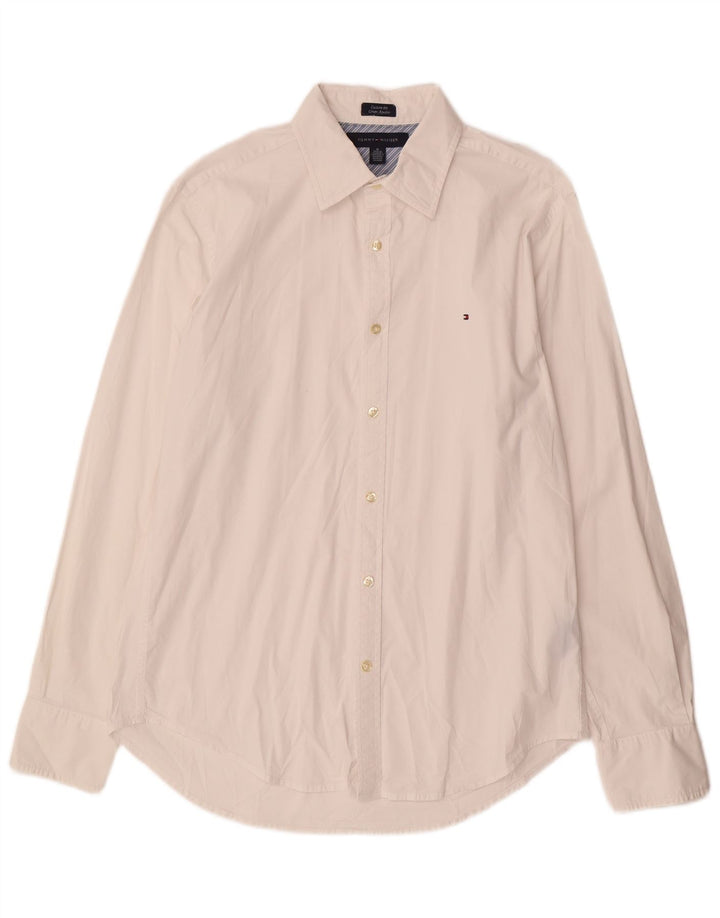 TOMMY HILFIGER Mens Custom Fit Shirt Medium White Cotton