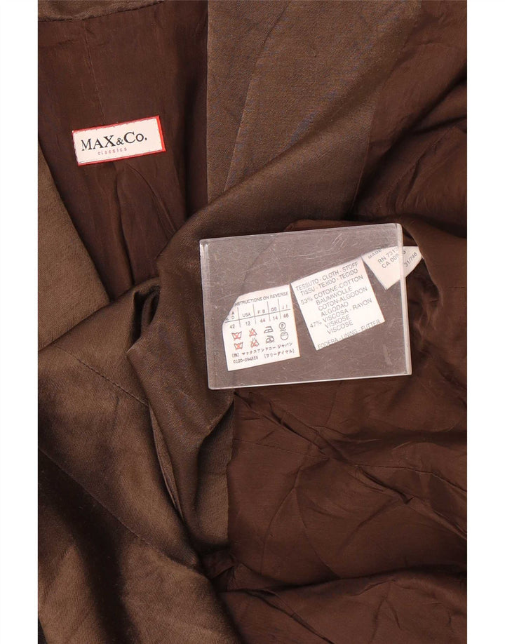 Max & Co. Womens Wrap Blazer Jacket UK 14 Large Brown Cotton