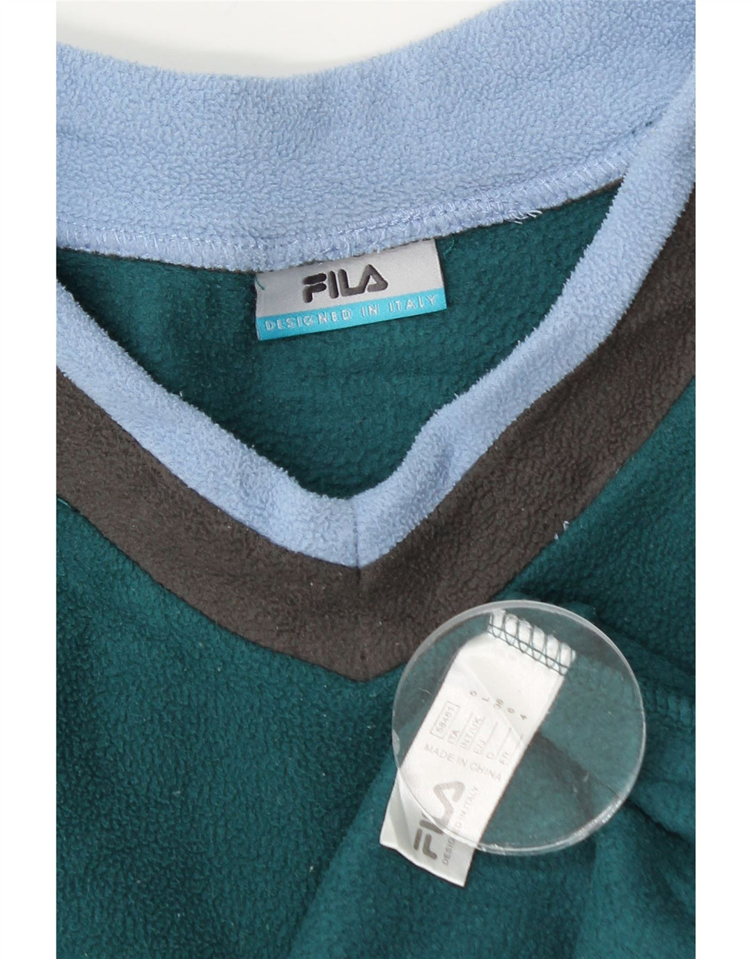 FILA Mens Fleece Jumper Large Green Colourblock Polyester