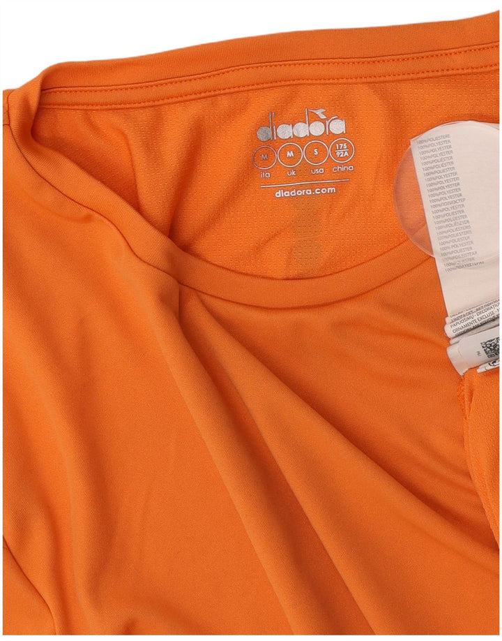 Diadora Mens T-Shirt Top Medium Orange Polyester