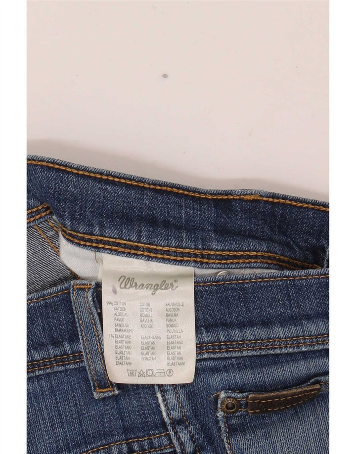 Wrangler Womens Texas Stretch Distressed Straight Jeans W32 L32 Blue Cotton