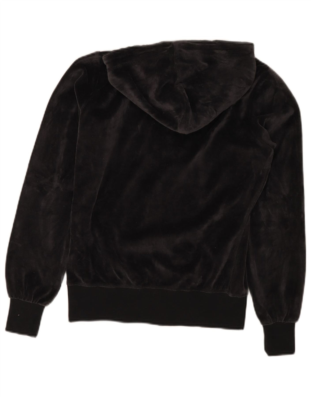 CHAMPION Womens Heritage Fit Velour Zip Hoodie Sweater UK 10 Small Black