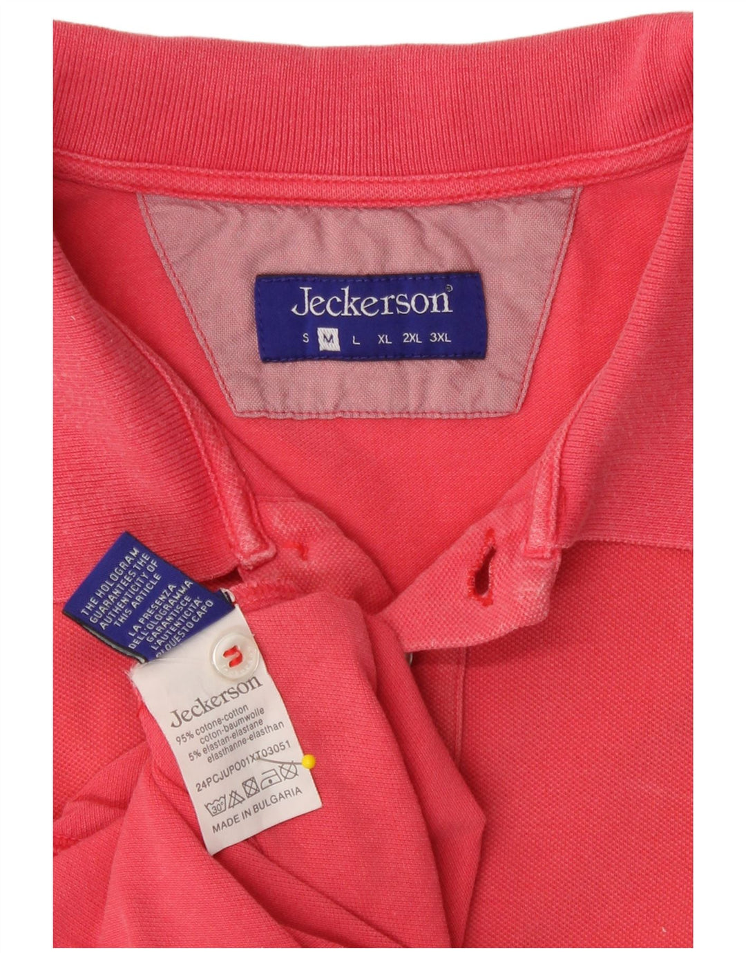 Jeckerson Mens Polo Shirt Medium Pink Cotton