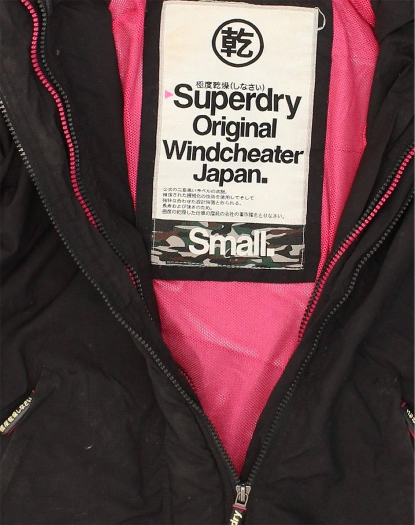 SUPERDRY Womens Hooded Rain Jacket UK 10 Small Black Nylon | Vintage Superdry | Thrift | Second-Hand Superdry | Used Clothing | Messina Hembry 