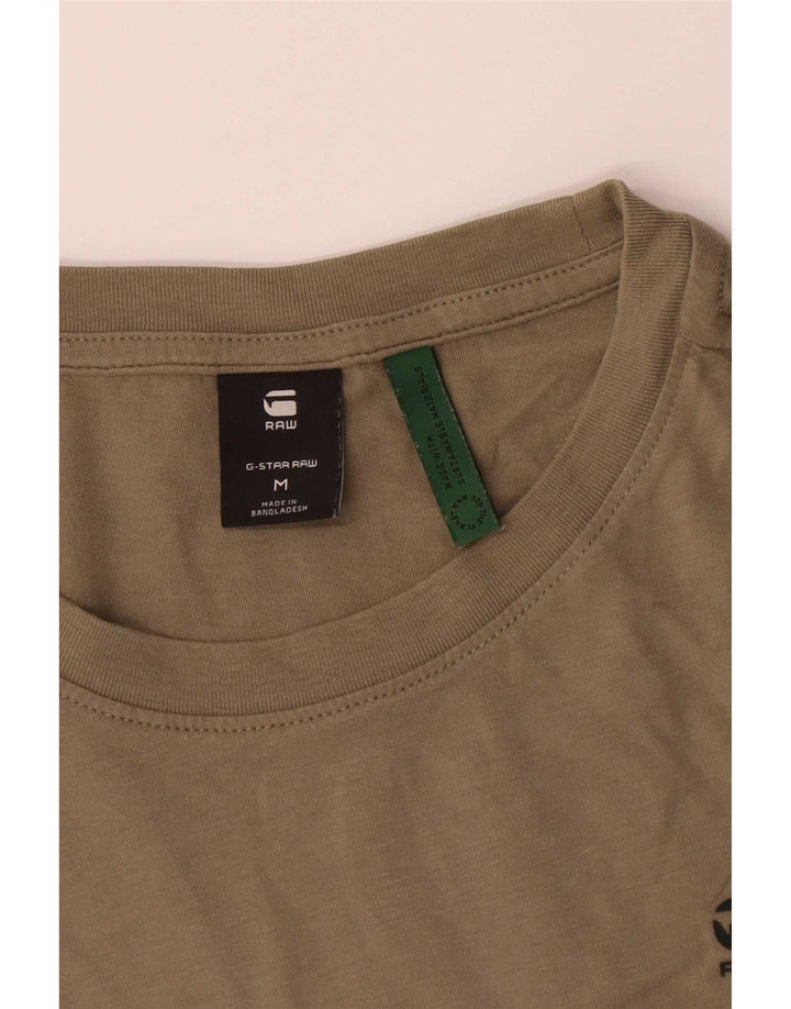 G-Star Mens T-Shirt Top Medium Khaki