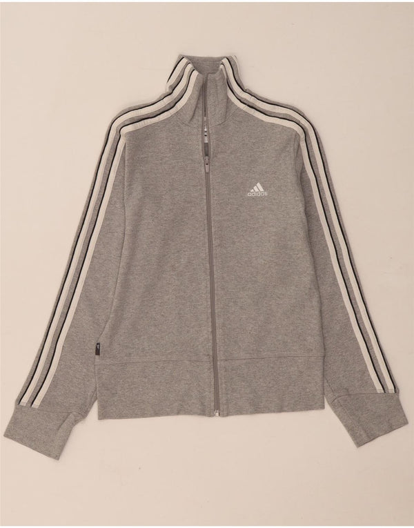 Adidas Womens Tracksuit Top Jacket UK 10 Small  Grey Cotton