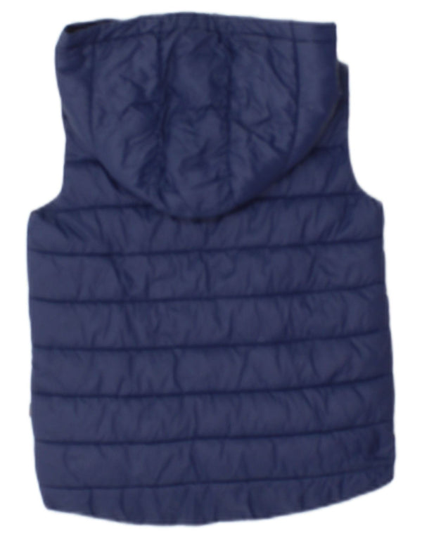 BENETTON Boys Hooded Padded Gilet 3-4 Years 2XS Navy Blue Polyamide