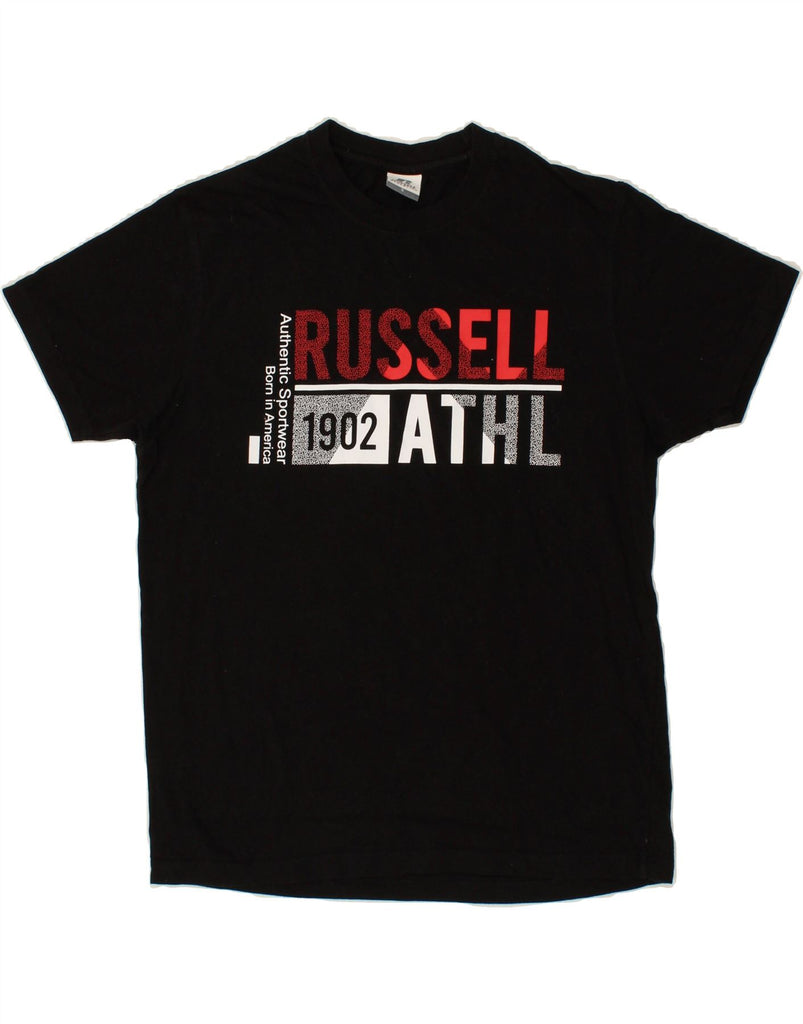 RUSSELL ATHLETIC Mens Graphic T-Shirt Top Small Black Cotton | Vintage Russell Athletic | Thrift | Second-Hand Russell Athletic | Used Clothing | Messina Hembry 