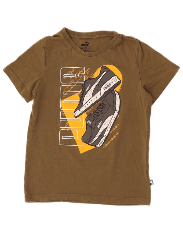 Puma Boys Graphic T-Shirt Top 9-10 Years Khaki