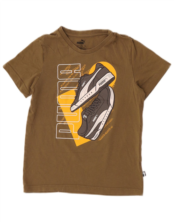 Puma Boys Graphic T-Shirt Top 9-10 Years Khaki