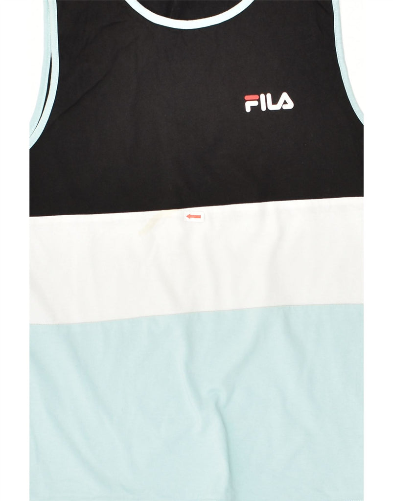 FILA Boys Graphic Vest Top 11-12 Years Black Colourblock Cotton | Vintage Fila | Thrift | Second-Hand Fila | Used Clothing | Messina Hembry 