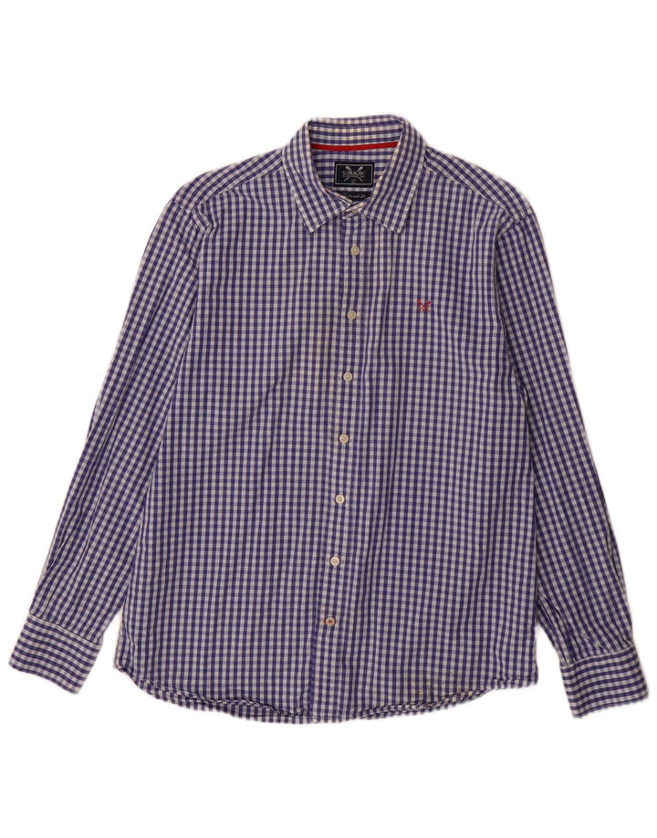 Crew Clothing Mens Tailored Fit Shirt Large Blue Gingham Cotton
