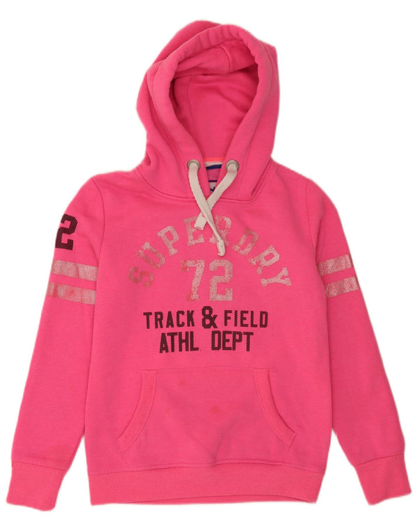 Superdry Womens Graphic Hoodie Jumper UK 10 Small Pink Polyester Sports