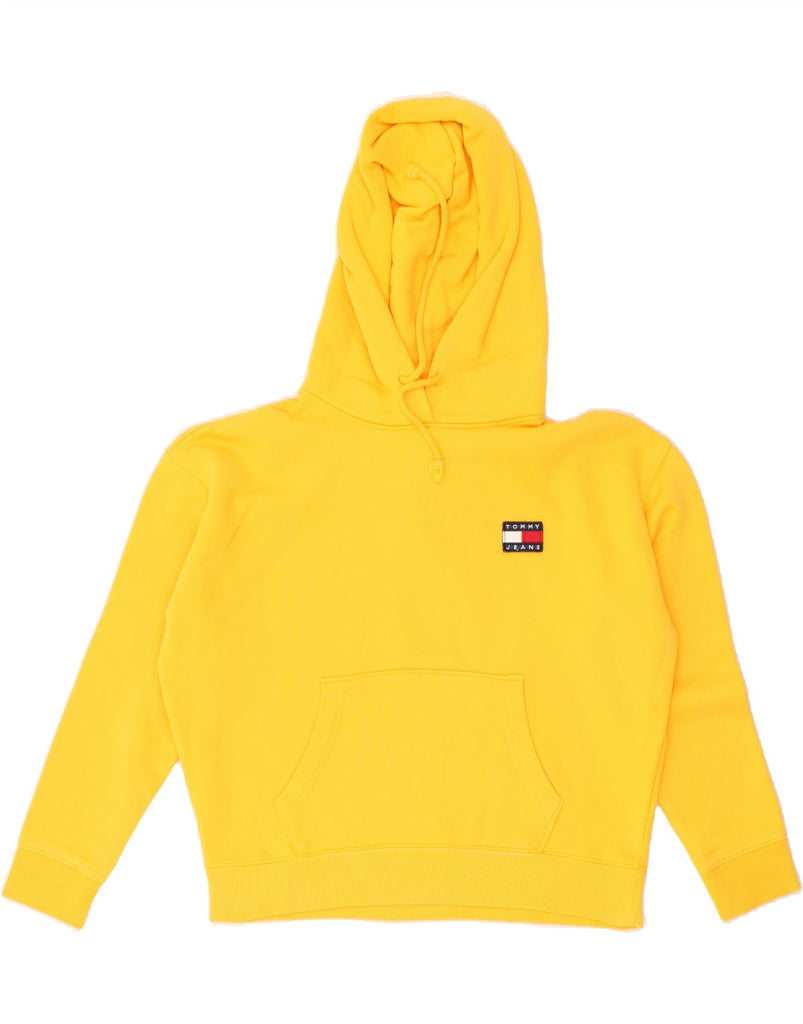 TOMMY HILFIGER Womens Oversized Hoodie Jumper UK 10 Small Yellow Cotton | Vintage Tommy Hilfiger | Thrift | Second-Hand Tommy Hilfiger | Used Clothing | Messina Hembry 