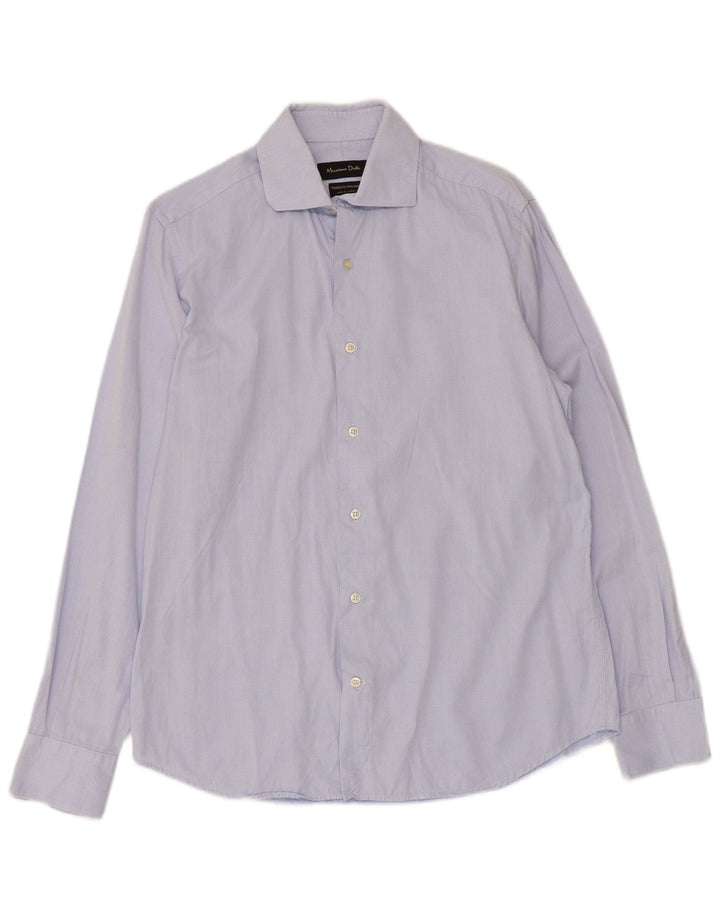 Massimo Dutti Mens Shirt Size 41 Medium Blue Argyle/Diamond