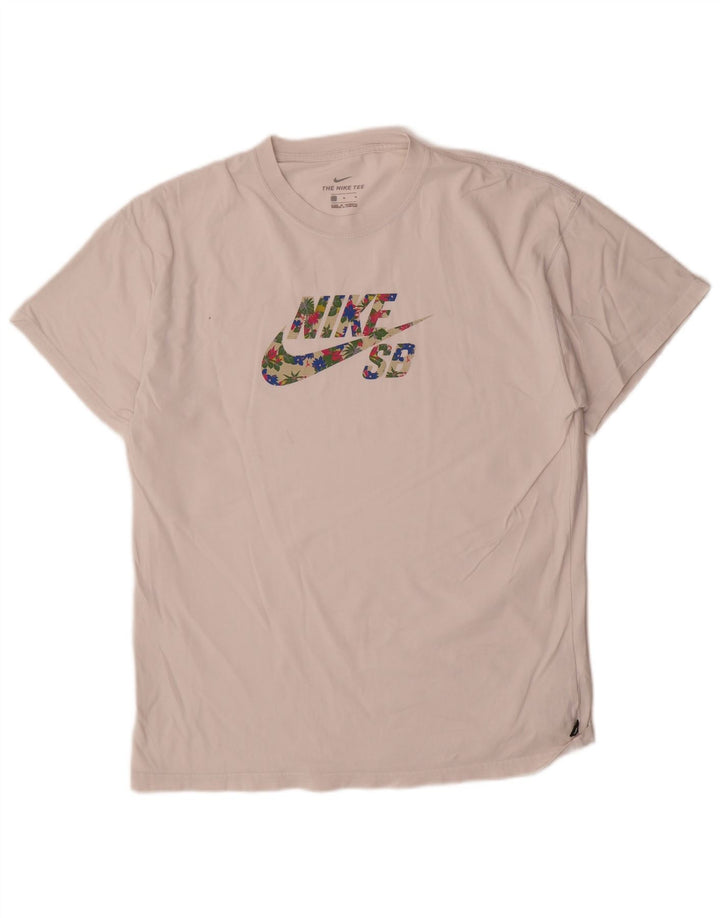 Nike Mens Graphic T-Shirt Top Medium White Cotton
