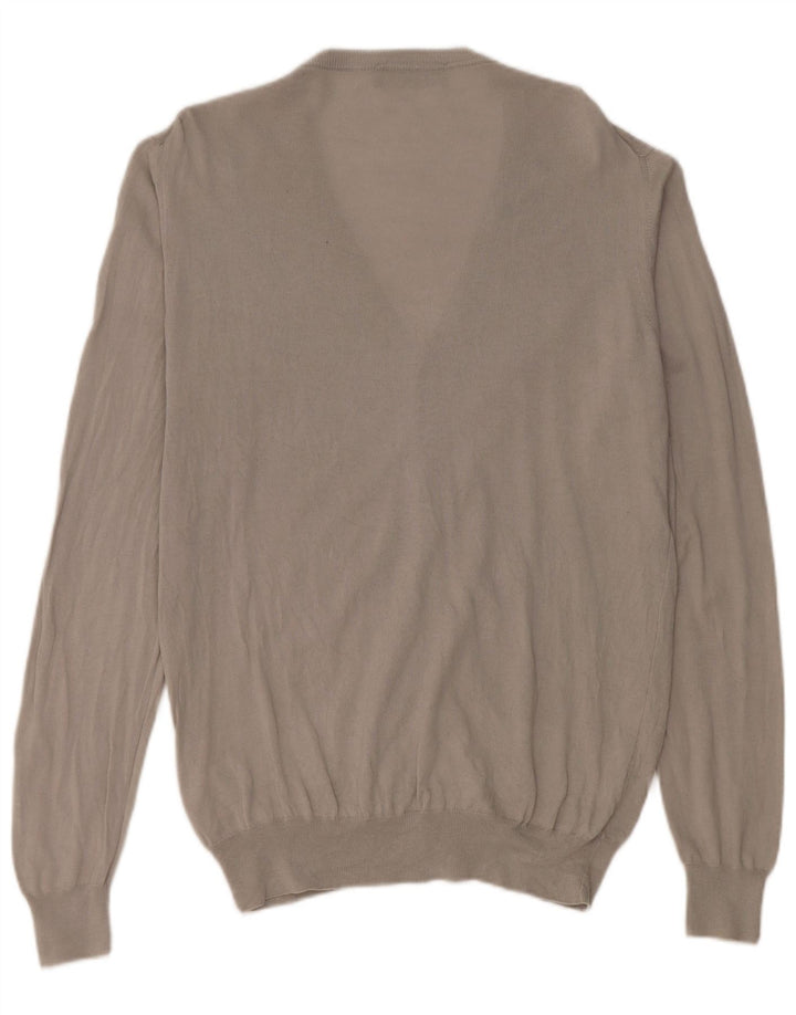 Fred Perry Mens Cardigan Sweater Large Grey Cotton